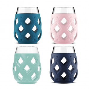 Ello Cru Stemless Wine Glass Set with Silicone Protection | YR5270916