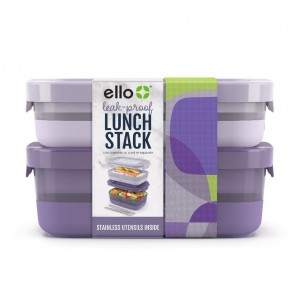 Ello Lunch Bento Stack Plastic Food Storage Container, Set of 2 | SY5730918