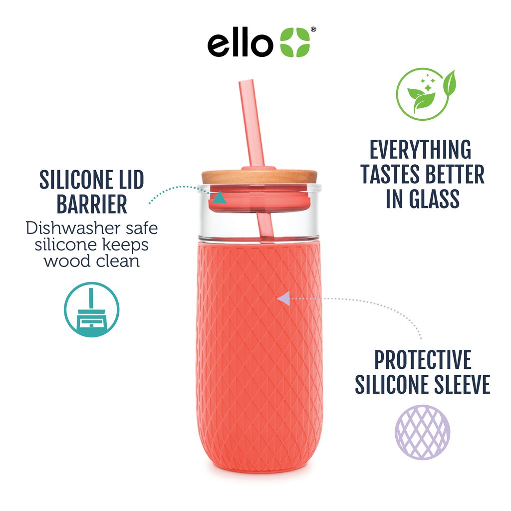 Ello Devon 18oz Glass Tumbler with Straw | EX6537082